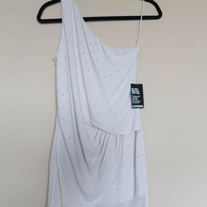 Express rhinestone cocktail neutral color dress